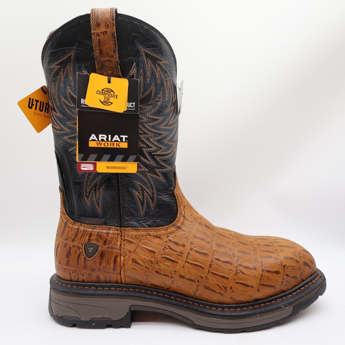 Ariat WorkHog Comp Toe Boots Mens 12 Distressed Brown Hornback Leather NIB