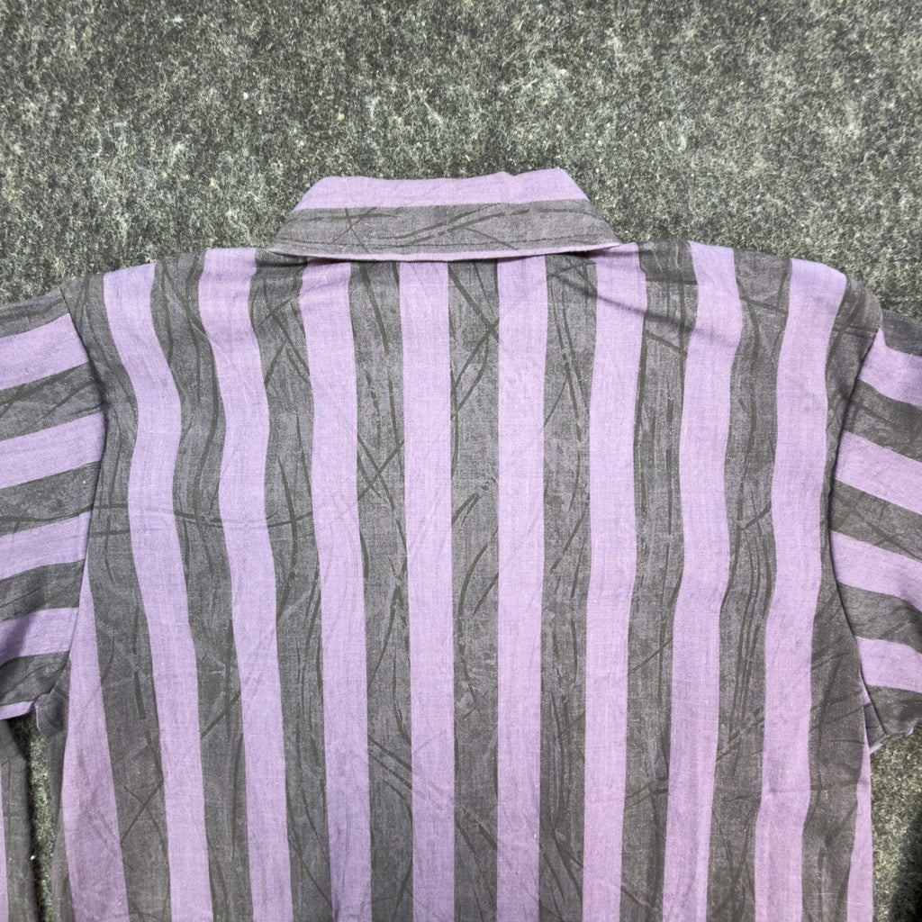 Sands Point Vintage 80s Shirt Boys 16 Purple Grey Striped USA