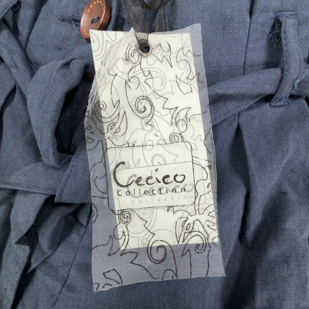 Cecico Modern Paperbag Shorts Womens M Blue Linen Cotton NWT