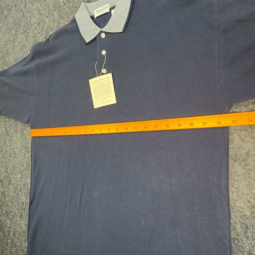 Vintage 90s WinnerMate Navy Cotton Pique Polo Shirt Men's Medium Deadstock