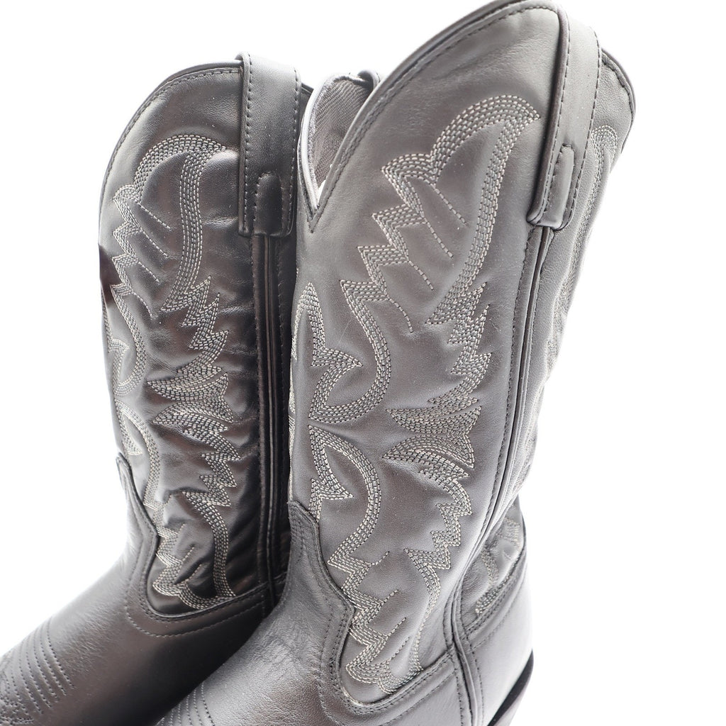 Laredo 68450 Black Tumbled R Toe Western Cowboy Boots Men's 8D NWT