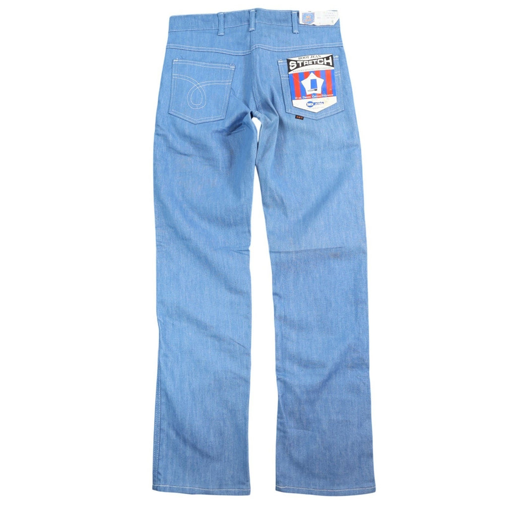 Key Vintage 70s Boot Cut Jeans Mens 32 Blue Cotton Stretch USA Made NOS NWT - take2supply