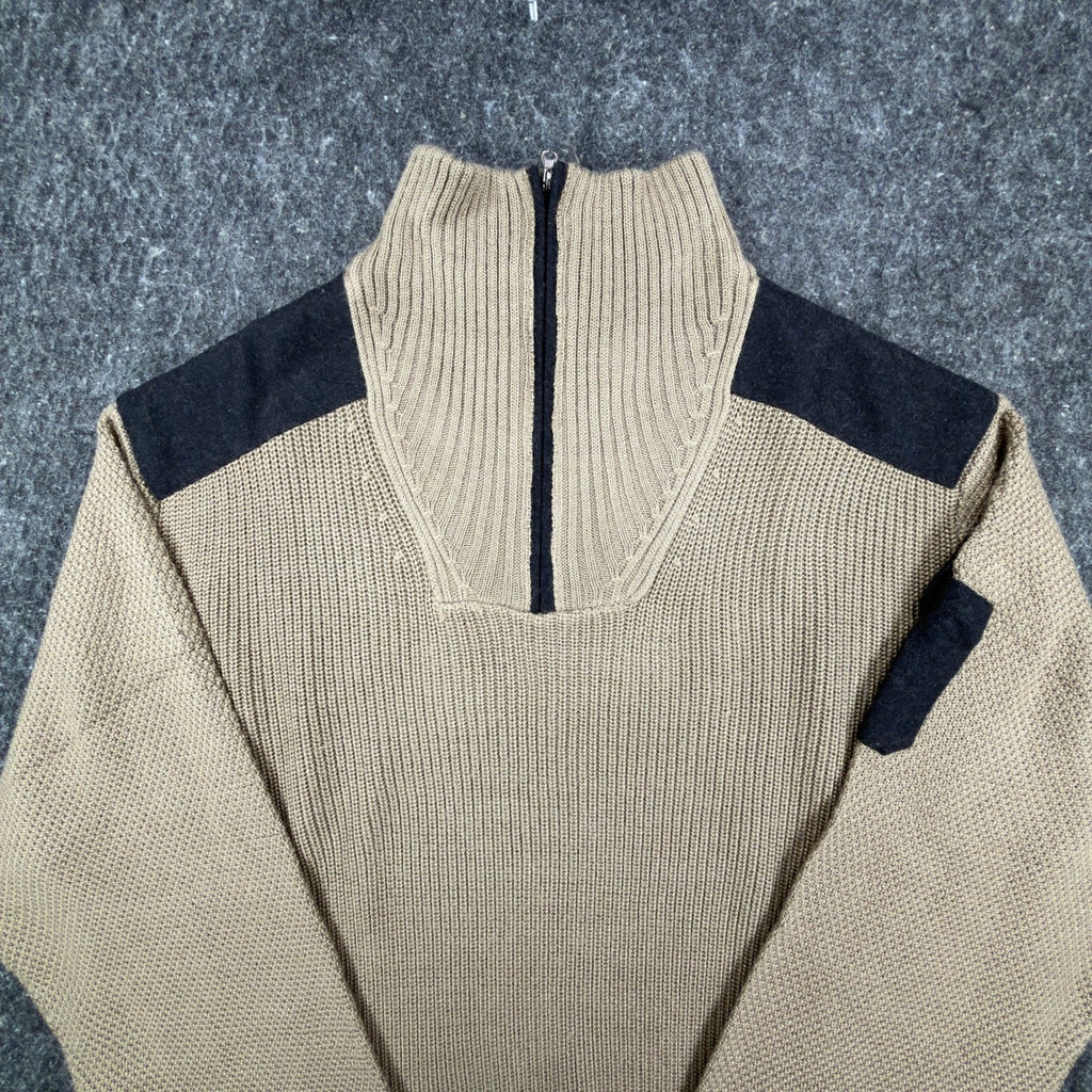 Cellinni 1/4 Zip Sweater Mens Medium Tan Wool Blend NWT Tactical Ribbed - take2supply