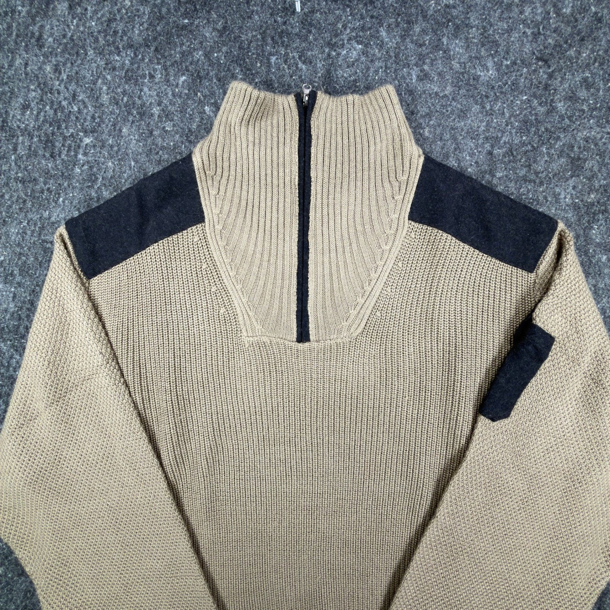 Cellinni 1/4 Zip Sweater Mens Medium Tan Wool Blend NWT Tactical Ribbed - take2supply