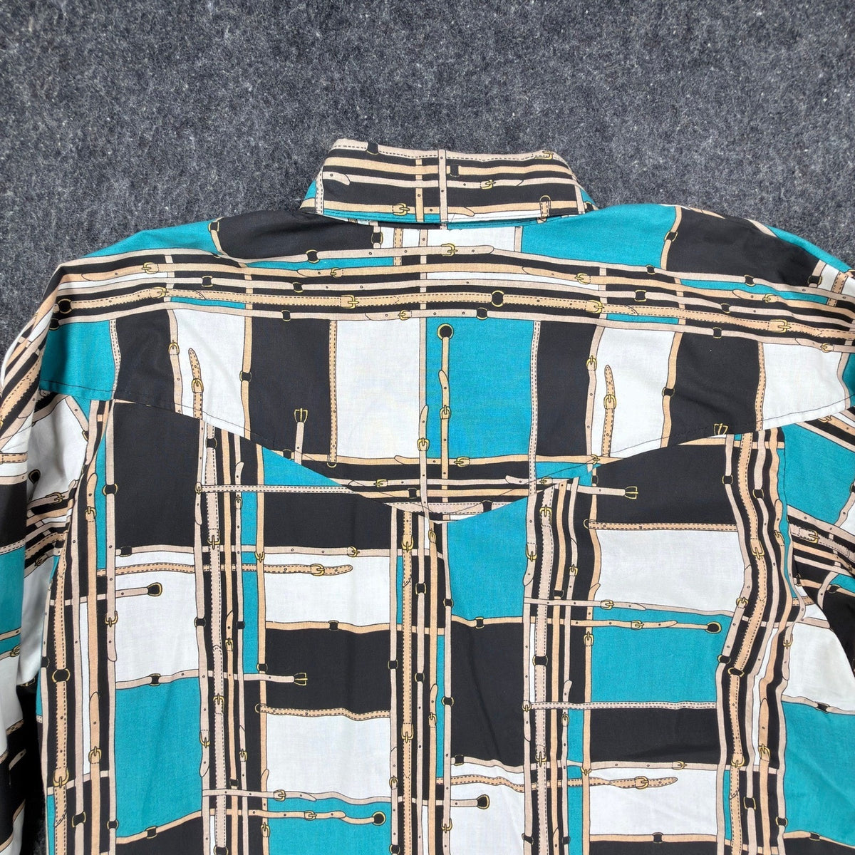 Maria O Design Vintage 90s Western Shirt Womens 3X Teal Cotton Equestrian Print - take2supply