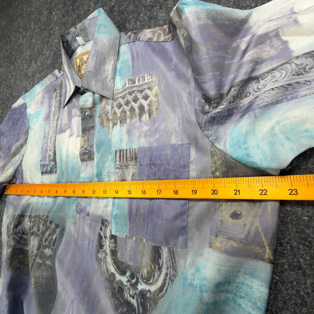 Vintage 90s Fulton Street Shirt Works Purple Abstract Print Shirt Men's Medium USA