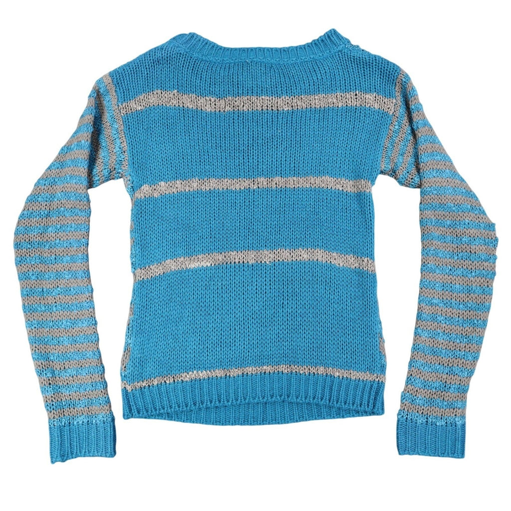 Jolt Sweater Womens Small Blue Gray Geometric Aztec Stripe Knit JS142YJZ NWT