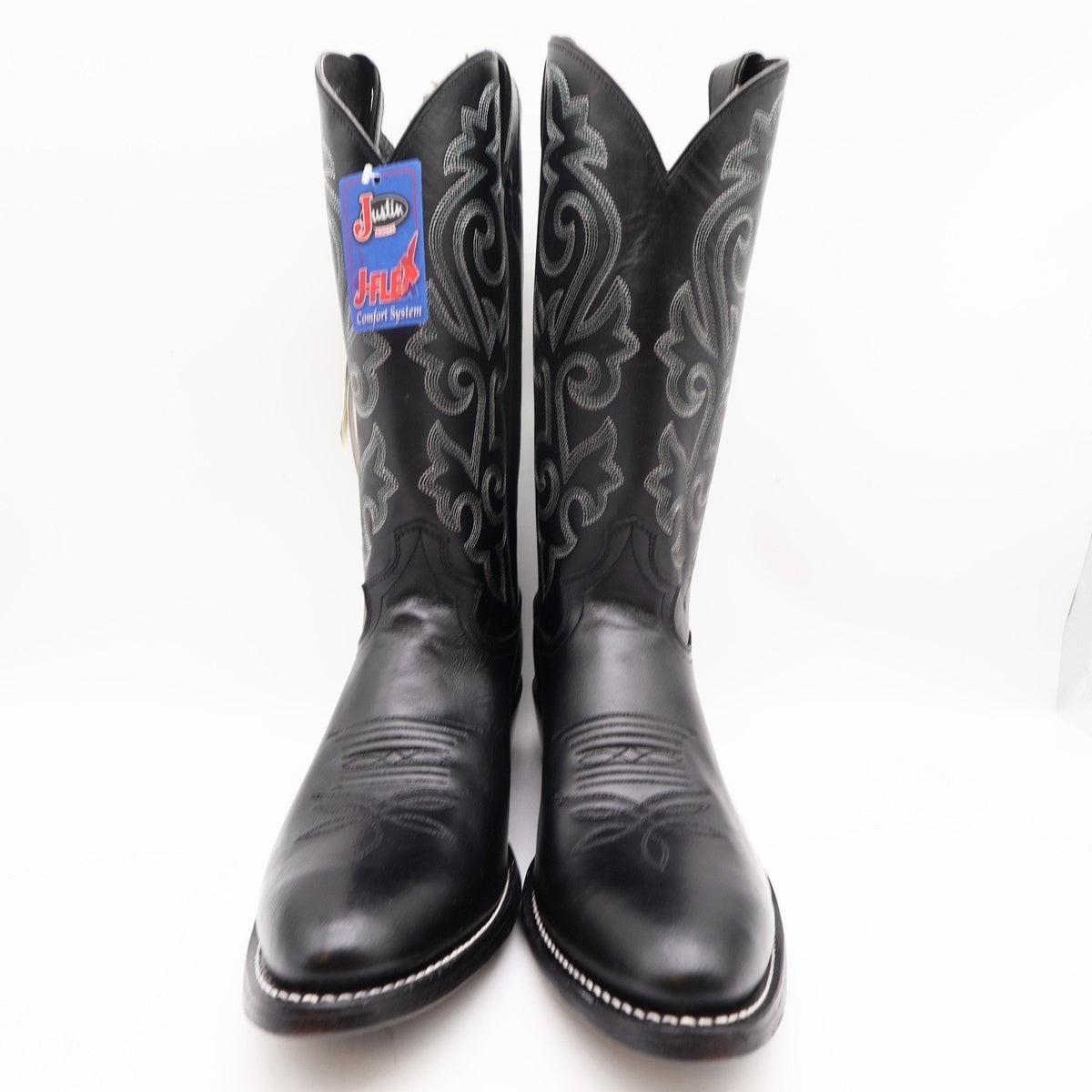 Justin Boots 1409 Mens 10 EE Black London Calf Leather Western Cowboy Boots NIB
