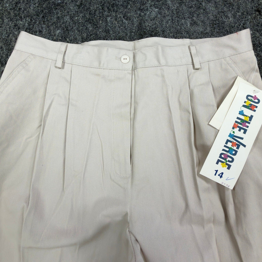On The Verge Vintage Pleated Shorts Womens 14 Beige Cotton Blend NWT USA Made - take2supply