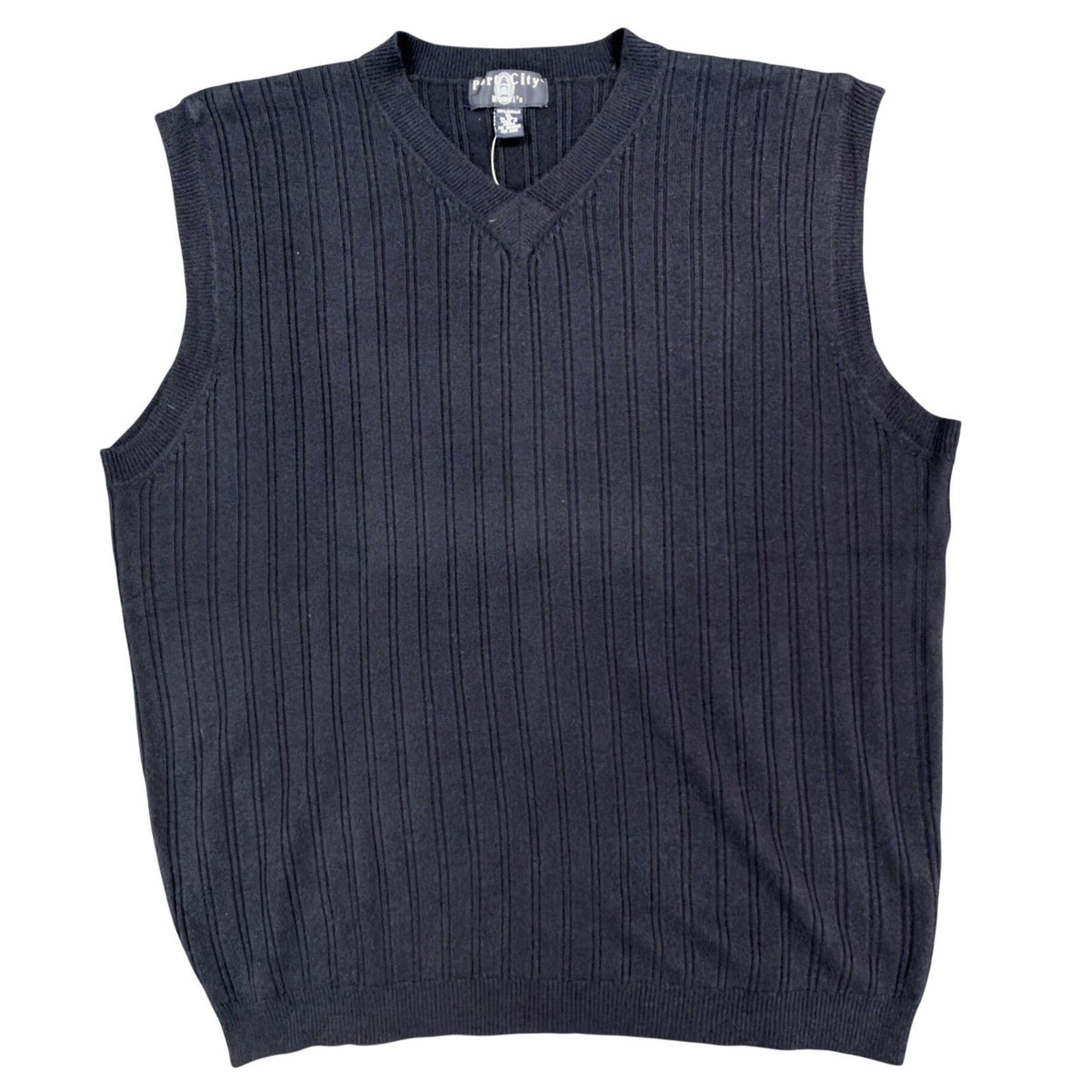 Port City Khaki's V-Neck Sweater Vest Mens XL Navy Blue Acrylic NWT Deadstock - take2supply