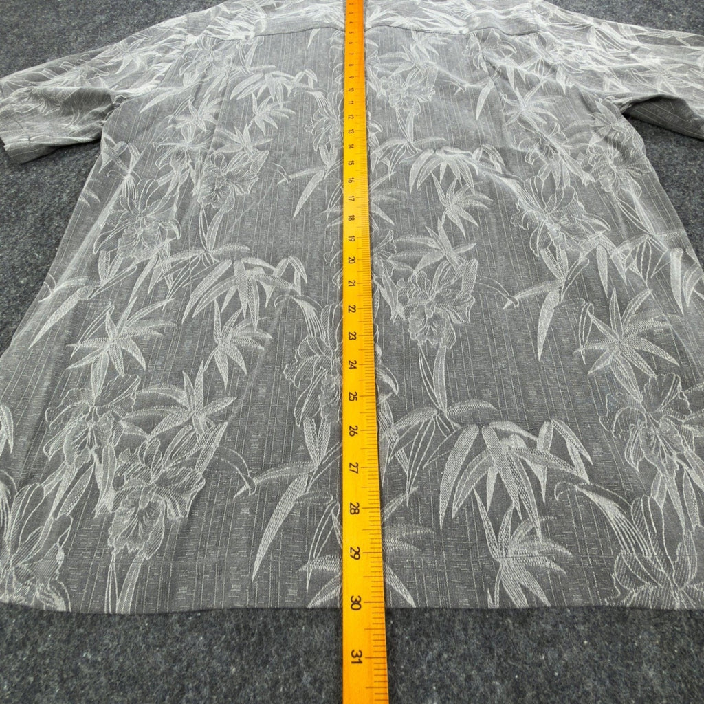 Beyond Paradise Hawaiian Shirt Mens Medium Charcoal Silk NWT