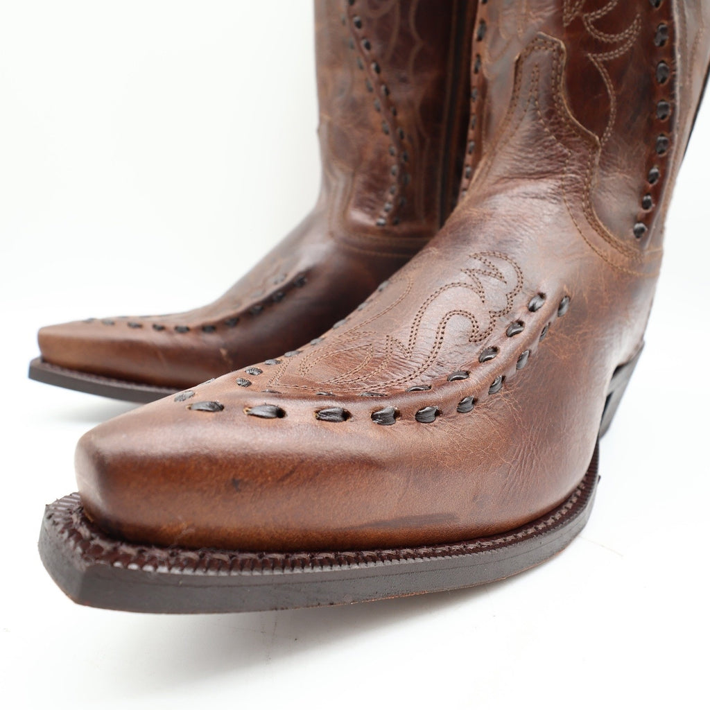 Laredo 68434 Rust Leather Bucklace Snip Toe Western Boots Men's 9D NWT