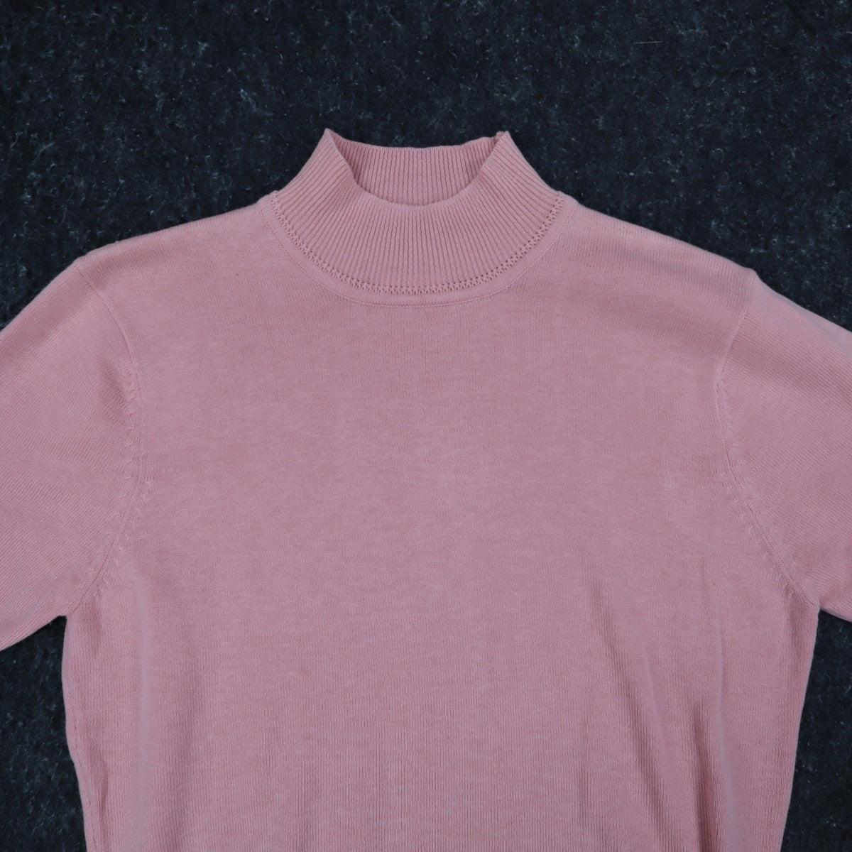 Nikki Petite Short Sleeve Mock Neck Sweater Small Pink Cotton Blend NWT C1004