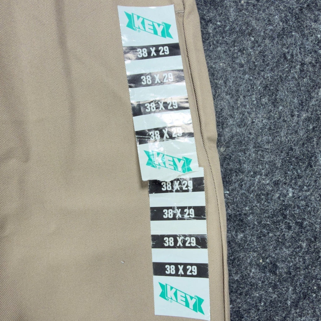 Key Industries Y2K Work Khakis Men 38x29 Tan Poly Cotton NWT