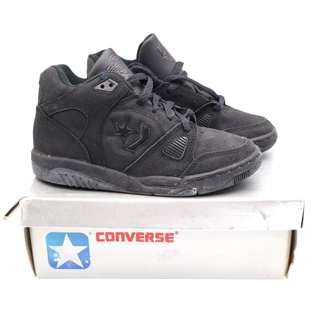 Vintage 90s Converse Sonar Grubber Hi Black Leather Basketball Shoes Boys' 5 Deadstock