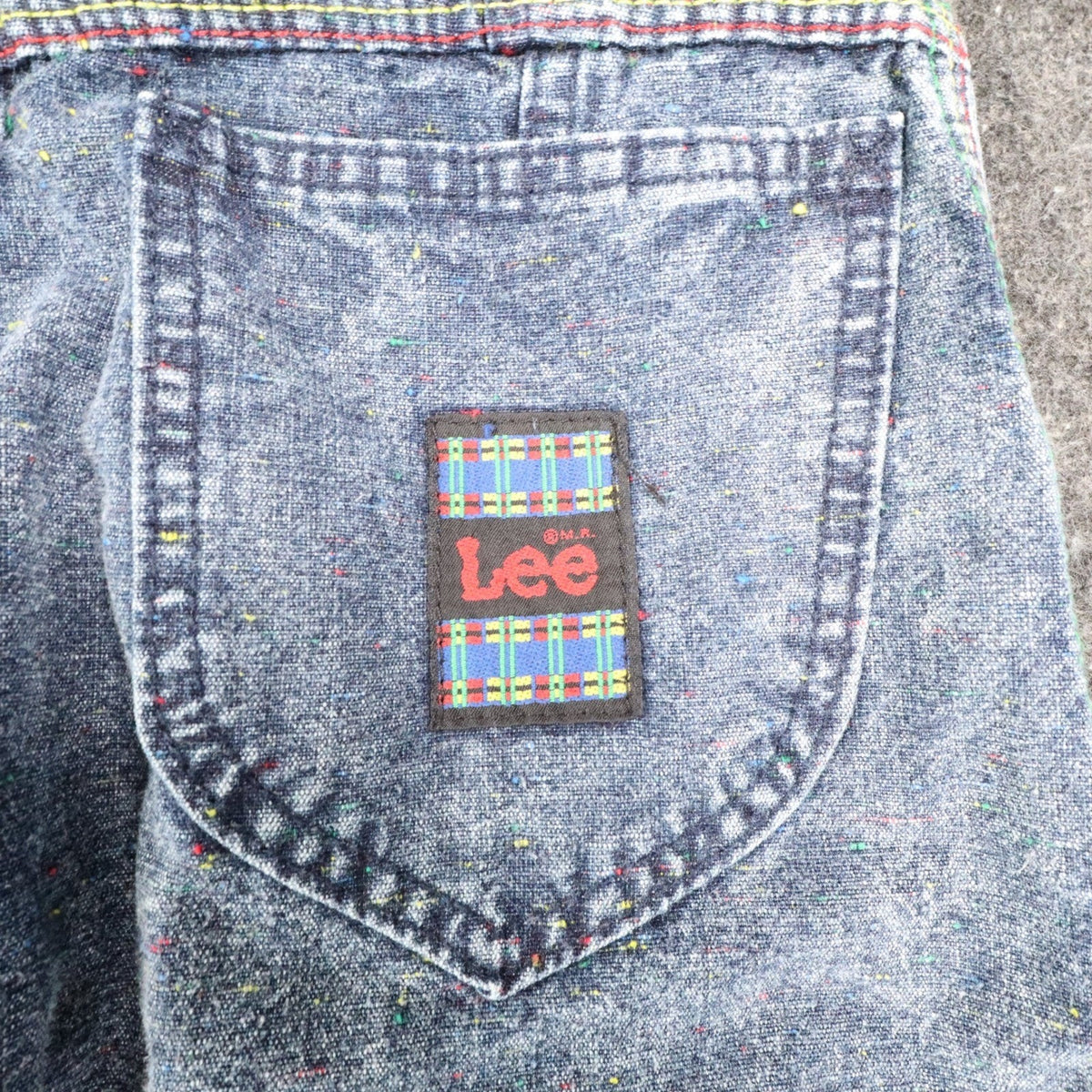Lee Baggy Rider Jeans Junior 7 Vintage 90s Confetti Ice Acid Wash Pink Belt USA