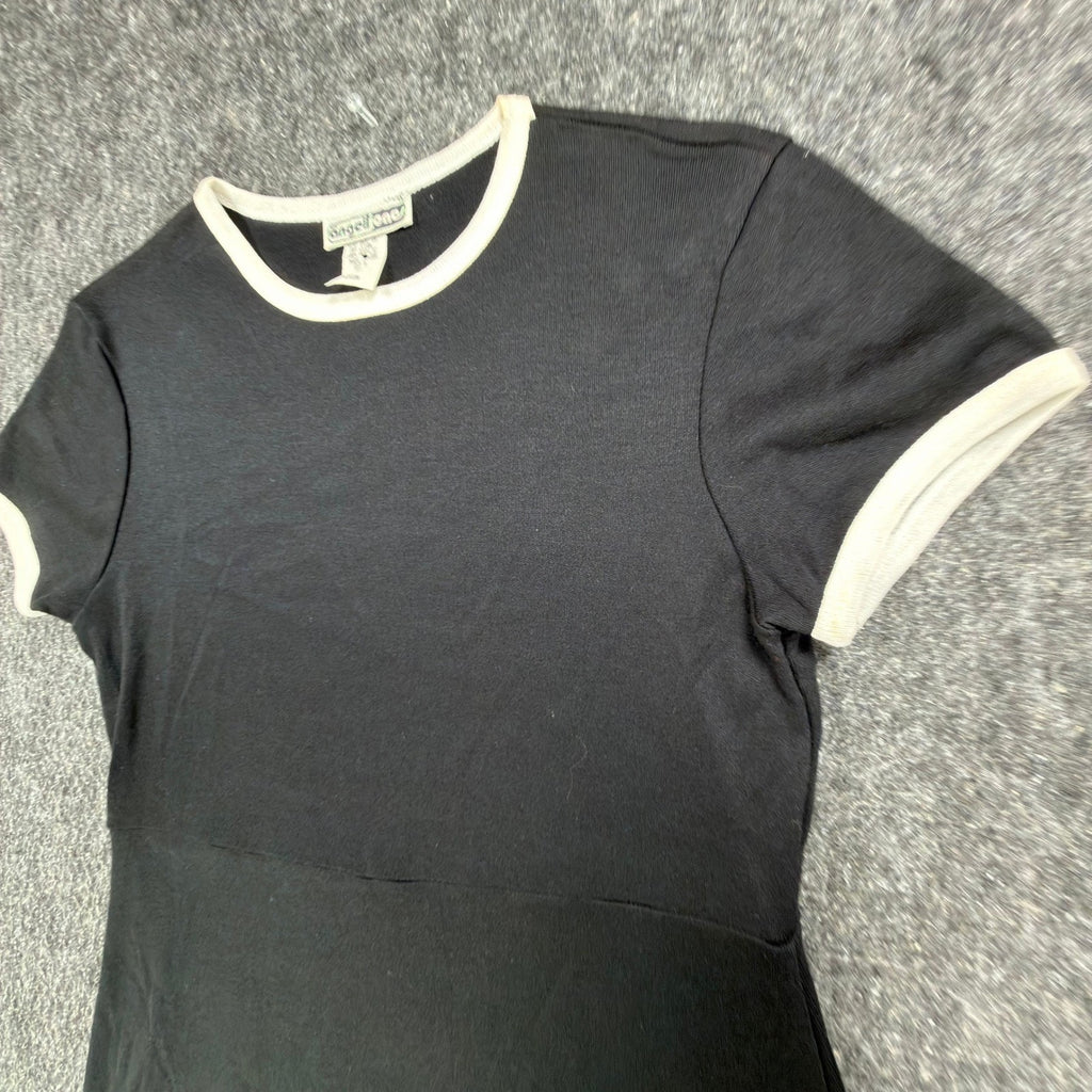 Angel Jones Vintage 70s Ringer Mini Dress Women Medium Black Acrylic New C613 - take2supply