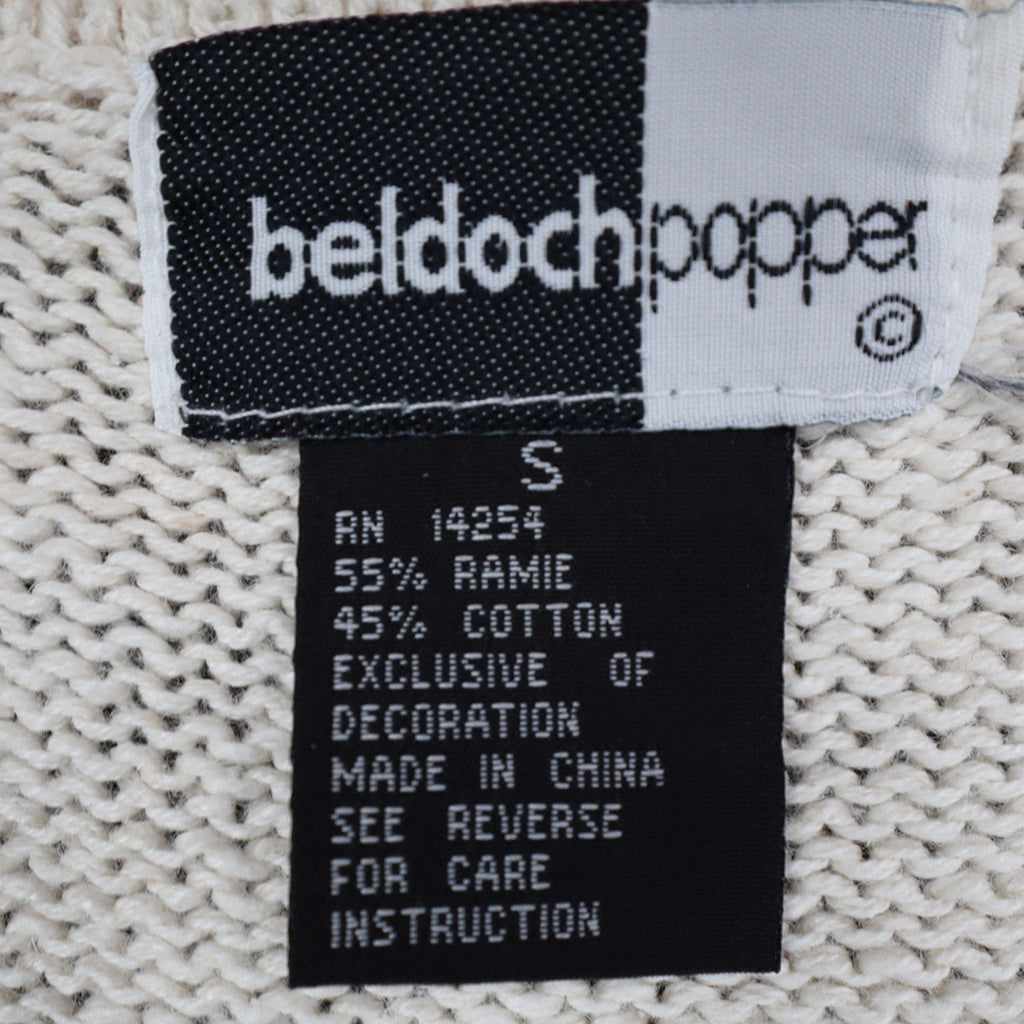 Beldoch Popper Sweater Vest Womens Small Vintage 90s Natural Multi Cotton Ramie