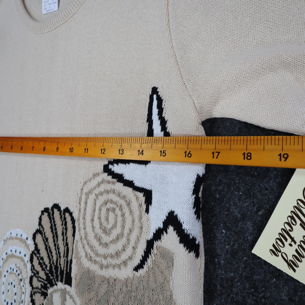 Company Collection Knit Top Womens Small Vintage 90s Tan Seashell Starfish USA