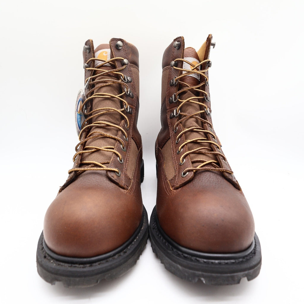 Carhartt Work Boots Mens 12 M Brown Leather Waterproof 8" Logger CML8150 NIB