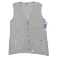 Lucia Sweater Vest Womens Medium Vintage 90s Beige Cotton Knit Button Front USA