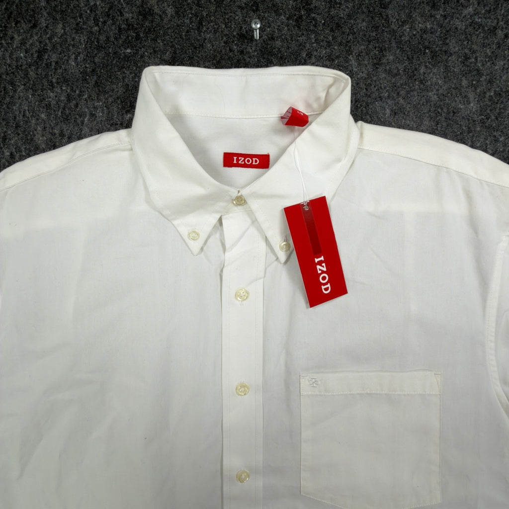 IZOD Basix Button Down Shirt Mens Large White Cotton NWT