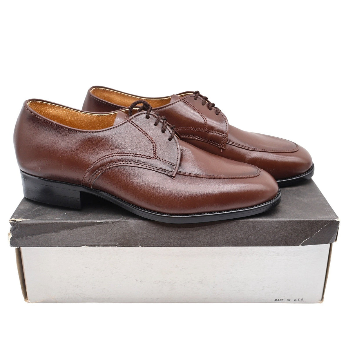 Vintage Barclay 97124 Brown Leather Oxford Shoes Men's 9.5 EEE Wide USA Deadstock