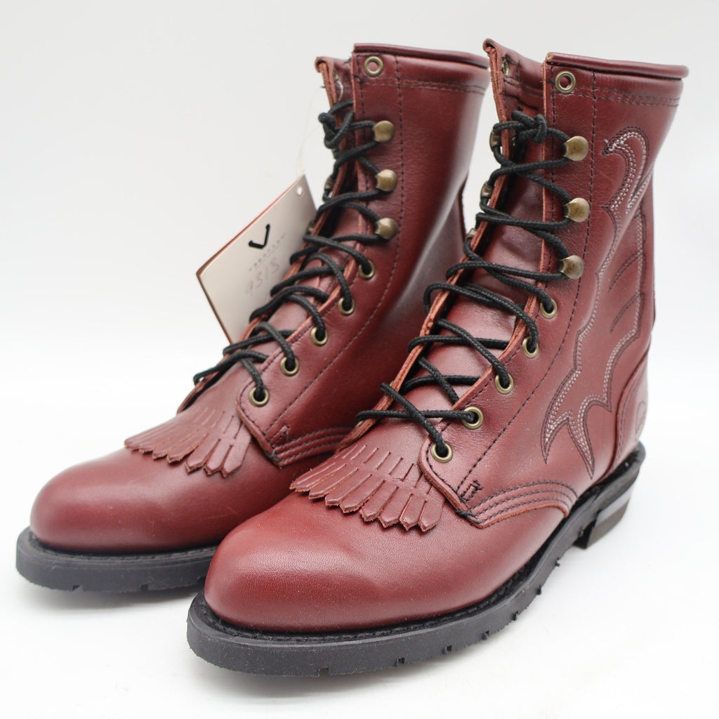 Double-H Boots Packer Boots 7 M Vintage Burgundy Leather Aero-Glide 7 USA 9313 - take2supply