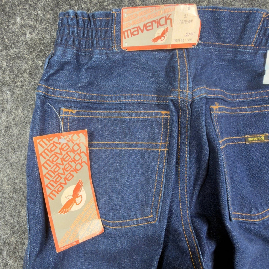 Maverick Vintage 70s Flare Jeans Women 8 Blue Cotton Denim NWT Made in USA