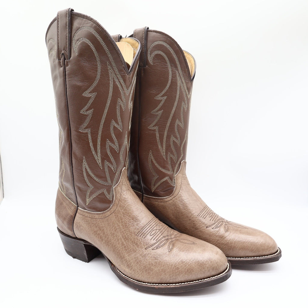 Wrangler Vintage Trophy Series Cowboy Boots Mens 10.5 D Taupe Leather NIB USA