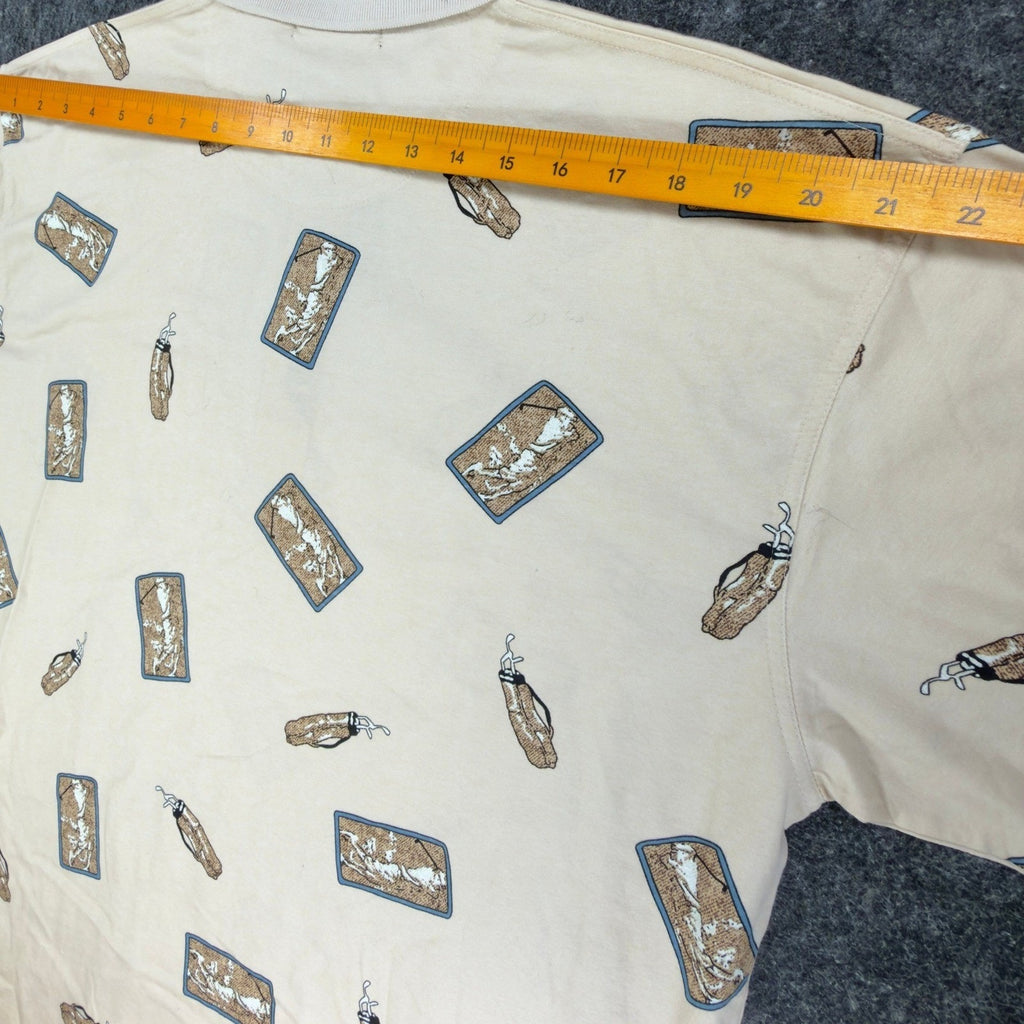 Aureus Polo Shirt Mens Large Vintage 90s Beige Mercerized Cotton Golf Print New