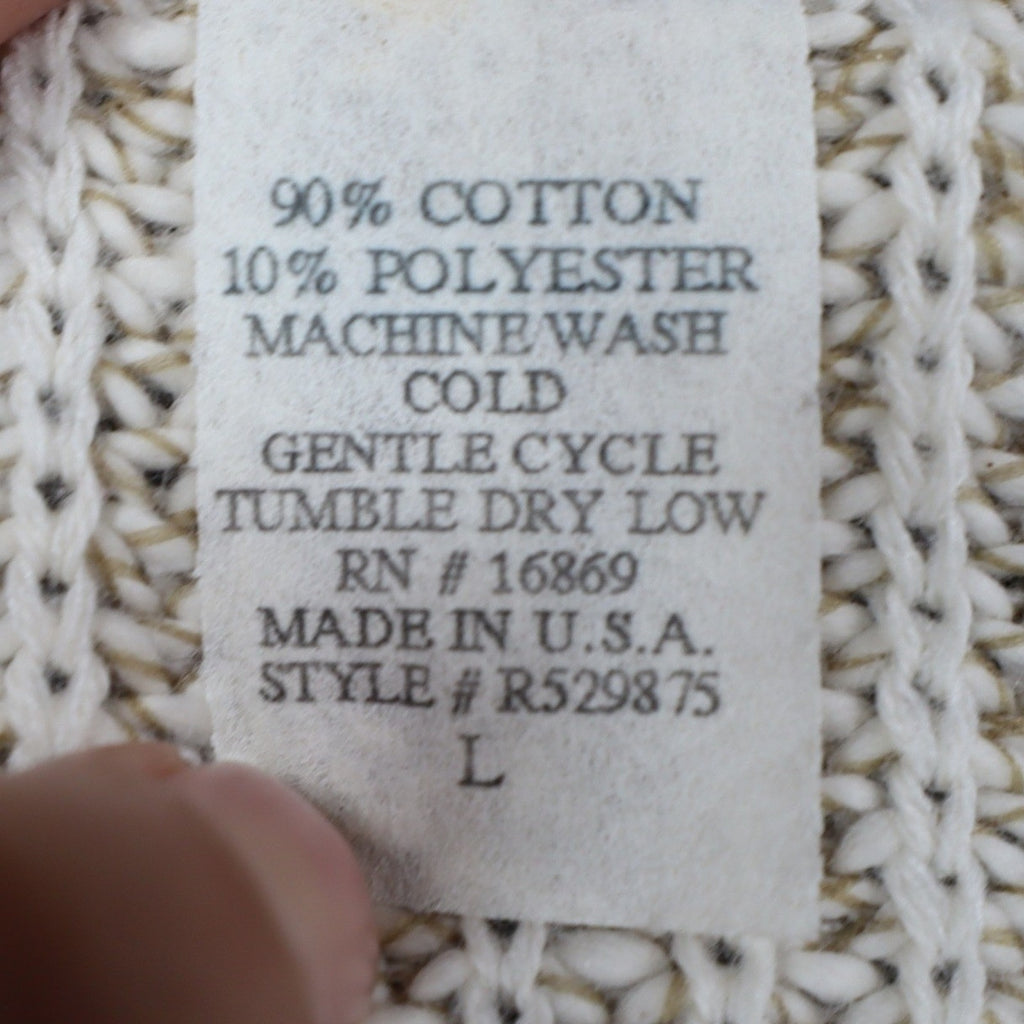 Lucia Sweater Vest Womens Large Vintage 90s Cream Cotton Knit Button Front USA