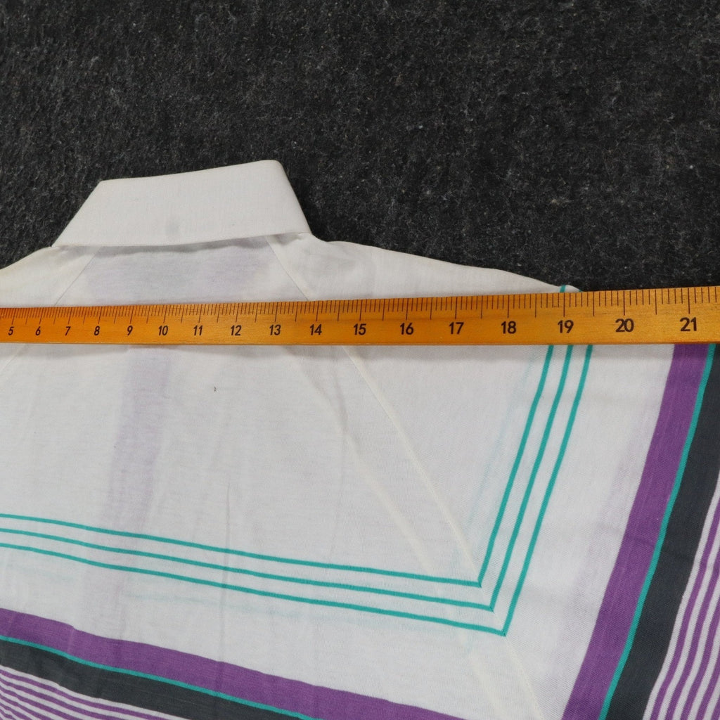 The Pro by Block Polo Shirt Mens Medium Vintage 90s White Purple Striped Pocket