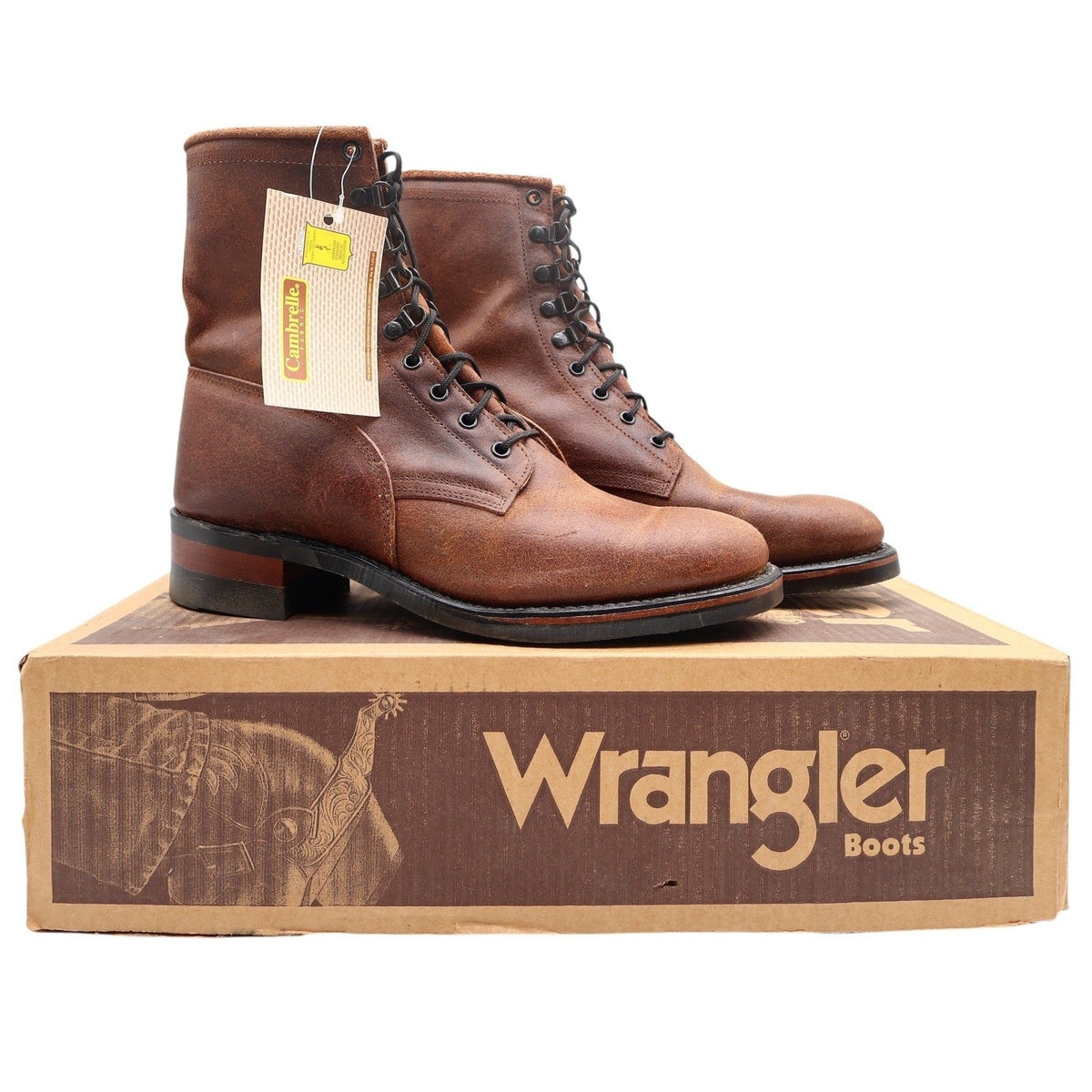 Wrangler Vintage 90s Lace Roper Boots Mens 10.5 Brown Leather NWT - take2supply