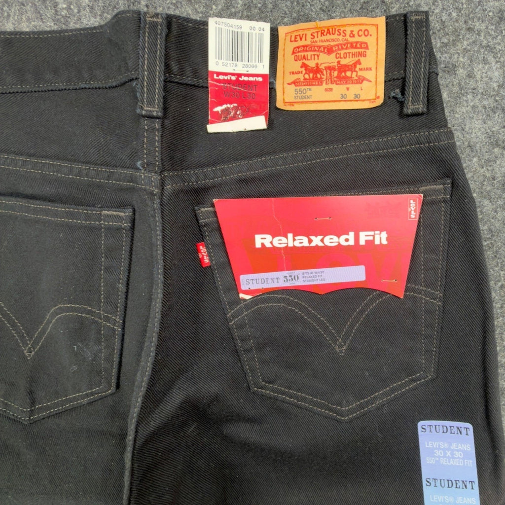 Levi's Y2K 550 Relaxed Fit Jeans Boys 30x30 Black Cotton Denim NWT