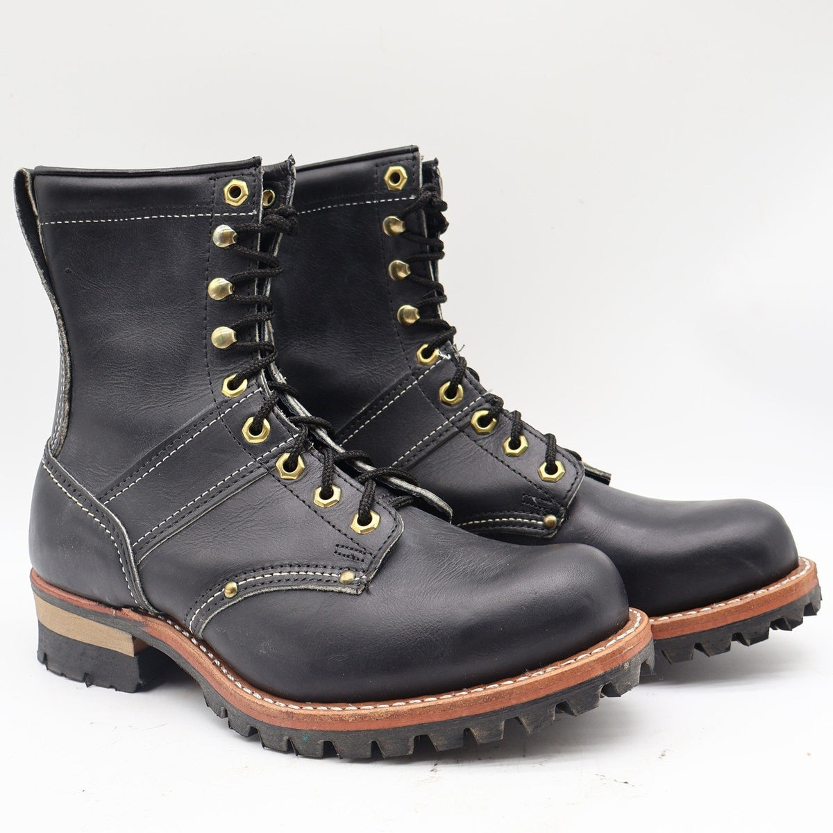 Carolina Logger Boots Mens 8 EE Vintage USA Black Leather Work Boots 961 NEW