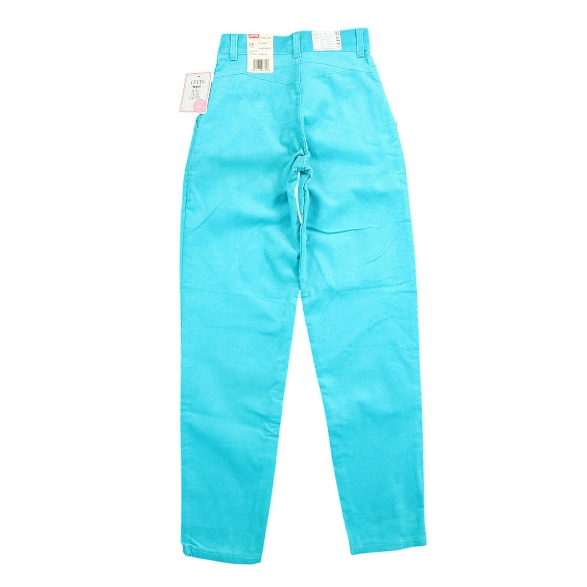 Levi's Vintage 80s Corduroy Pants Girls 14 Slim Teal Blue USA Made NOS NWT - take2supply
