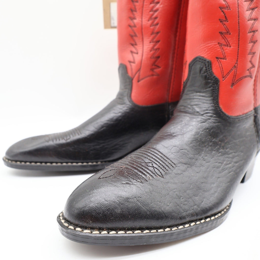 Laredo 28-2220 Black Bullhide Red Leather Cowboy Boots Kids 5.5D NWT