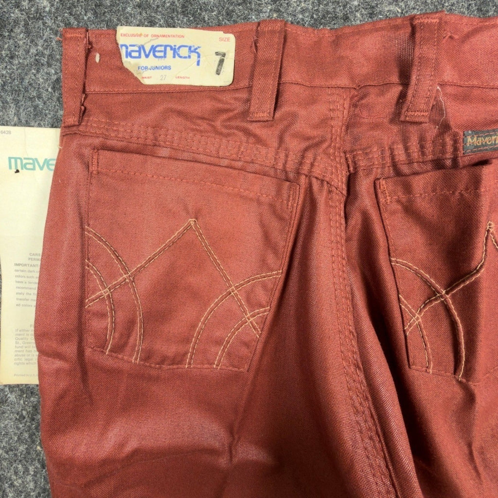Maverick 70s Vintage Flare Pants Juniors 7 Rust Red Polyester Deadstock NWT