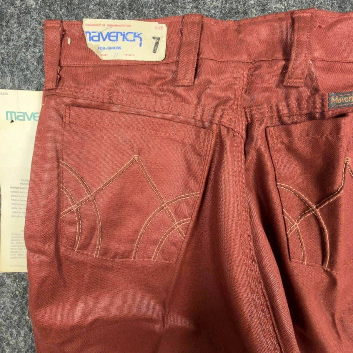 Maverick 70s Vintage Flare Pants Juniors 7 Rust Red Polyester Deadstock NWT