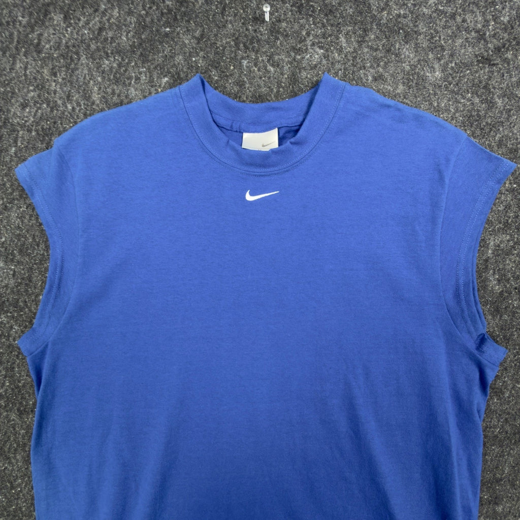 Y2K Nike Center Swoosh Sleeveless Basketball Shirt Men's Medium Blue NWT