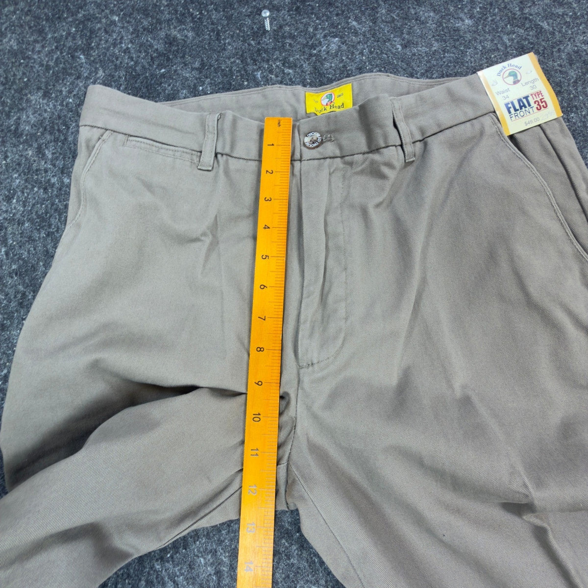 Duck Head Pants Mens 34x30 Flat Front Type 35 Original Classic Fit Olive Cotton