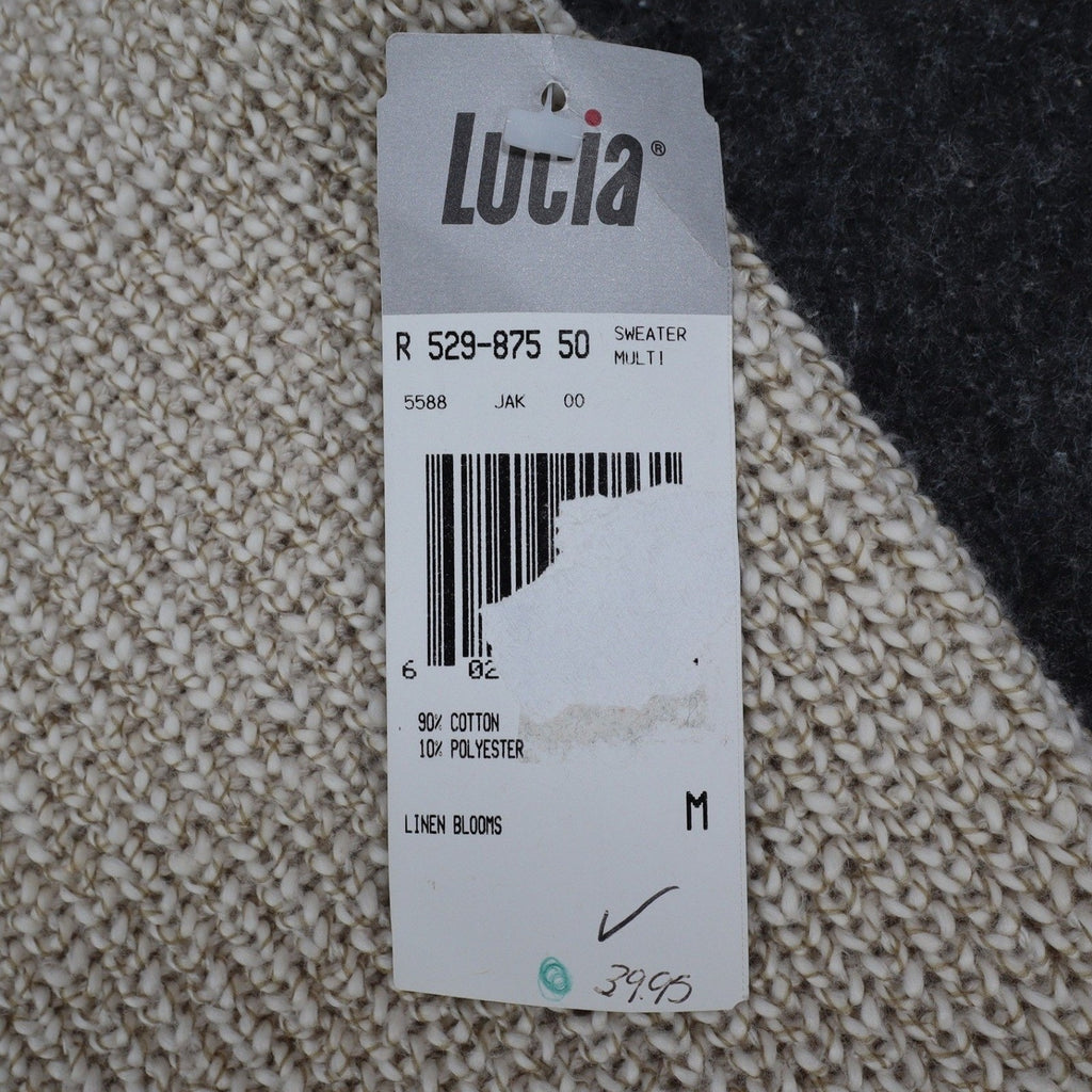 Lucia Sweater Vest Womens Medium Vintage 90s Beige Cotton Knit Button Front USA
