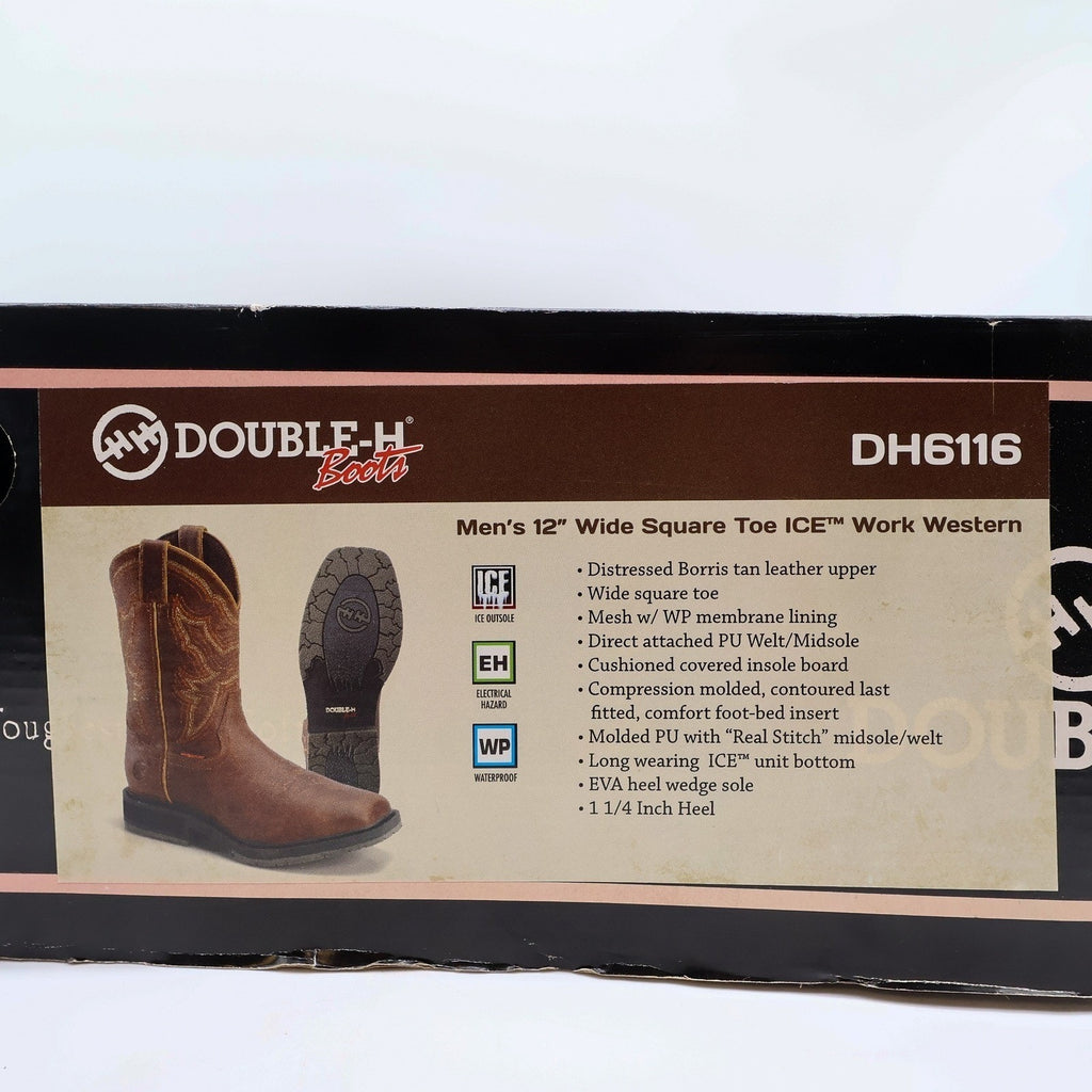 Double-H DH6116 ICE Work Western Boots Mens 13 D Brown Leather NIB Waterproof