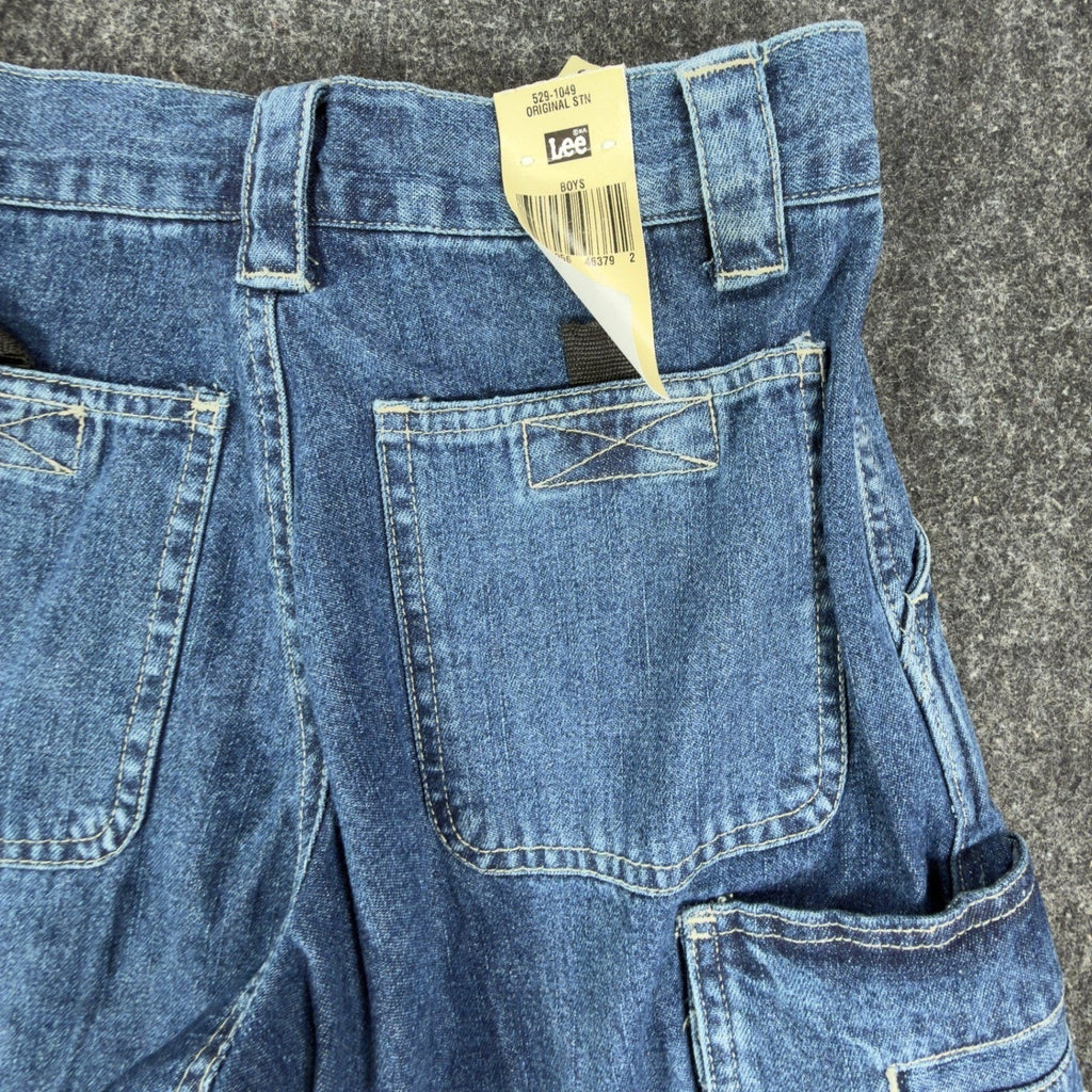 Lee Pipes 90s Cargo Denim Shorts Boys 8R Blue Cotton NWT Vintage Deadstock
