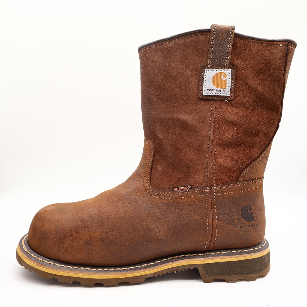 Carhartt Nano Composite Toe Pull-On Boot Mens 11W Brown Leather Waterproof NEW