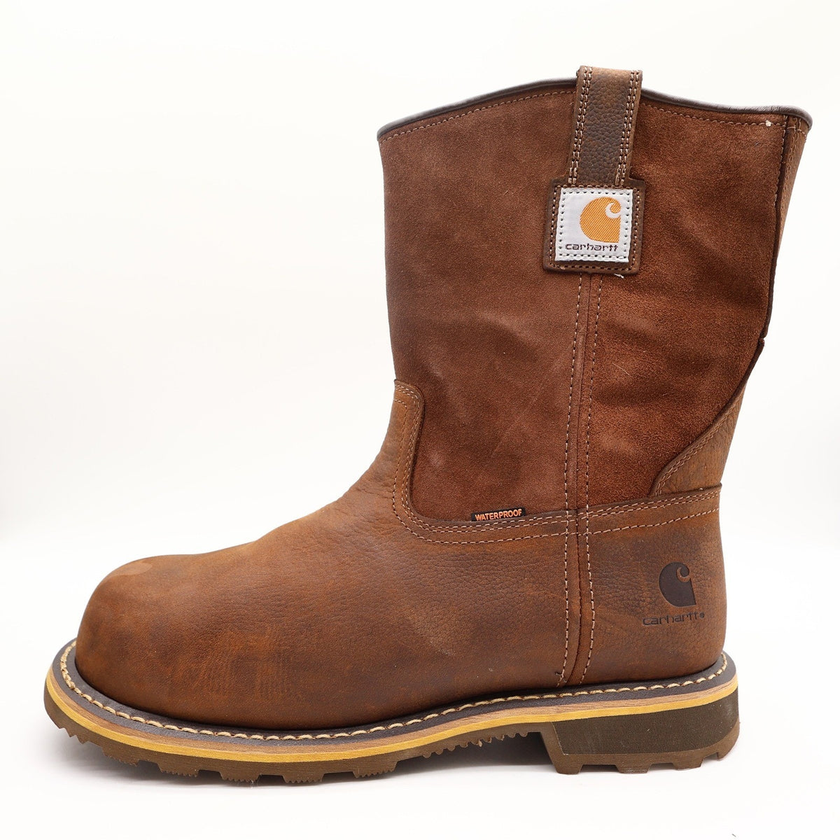 Carhartt Nano Composite Toe Pull-On Boot Mens 11W Brown Leather Waterproof NEW