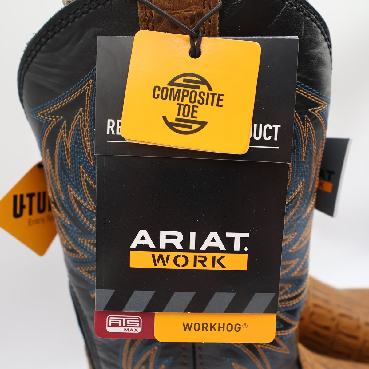 Ariat WorkHog Comp Toe Boots Mens 9.5 Brown Hornback Print NIB 10032454