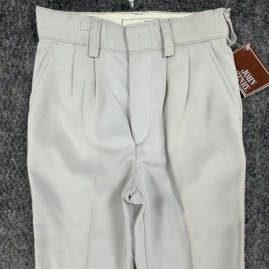 John Henry Vintage 80s Pleated Dress Pants Boys 5 Slim Gray Poly Rayon NWT - take2supply