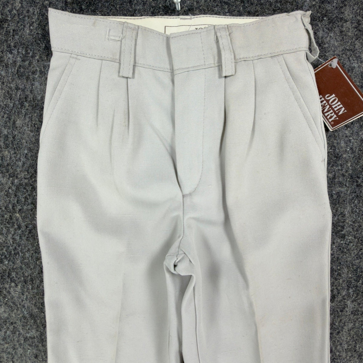 John Henry Vintage 80s Pleated Dress Pants Boys 5 Slim Gray Poly Rayon NWT - take2supply
